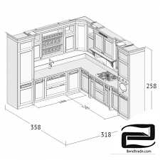 Corner classic kitchen. Alexander Tischler 3D Model id 10689