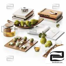 Decorative set with pears and books