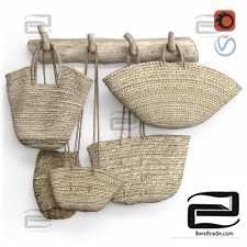 Wall Decor Set with Wicker Bags