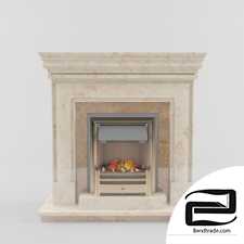 Electric fireplace in the marble portal 3D Model id 11060