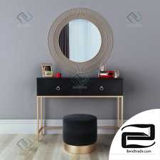 CAZARINA interiors | Dressing table with mirror and ottoman 02