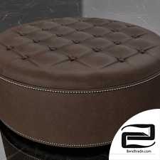 Round leather footstool