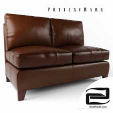 Pottery Barn - Cameron Leather Armless Love Seat