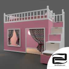 Loft bed with play area