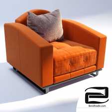 orange leather armchair