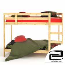 2-tier bed frame (IKEA MIDAL) and bed linen