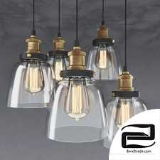 5-light Edison Lamp with Bulbs. Chandelier with 5 suspensions and Edison bulbs