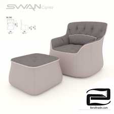 SWAN Ciprea chair with pouf with a SHORTENED back