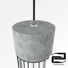 Long Pencil Concrete Cement Steel Cage Pendant Light