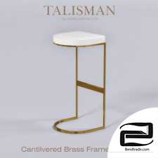 Cantilvered Brass Framed Barstool - TALISMAN