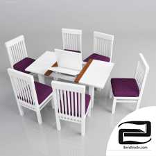 Dining table and chairs 3D Model id 16300