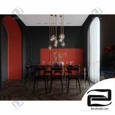 Black and red interior