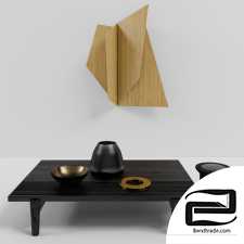 poliform black table with wall art