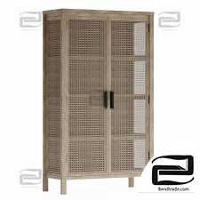 Wardrobe with rattan