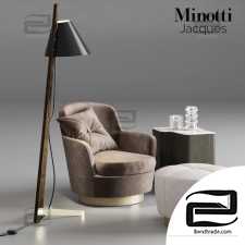 Furniture Furniture Decor Set Armchair and Pouf Minotti Jacques