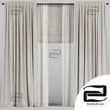 Beige curtains with tulle and roman blind