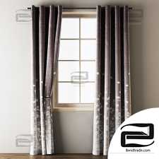 Velvet Curtains Floral Embroidered Velvet Eyelet Curtains