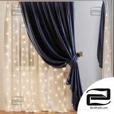 Curtain with garland curtain with garland