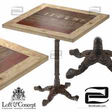 CAST IRON AND LARCH RESTAURANT TABLE SQUARE