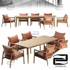 Table and chair Kerry Lounge, Tate Walnut Extendable Midcentury