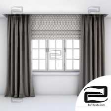 Straight curtains and Roman blinds Floor-length curtains and roman blinds