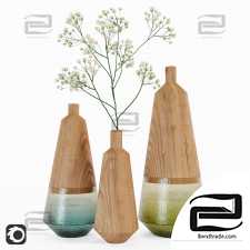 Vases Secos E Molhados Vases Wood And Glass Modell Set 02