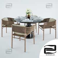 Table and chair Ethimo Kilt Dining, Holly Hunt Peso