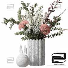 Bouquet Bouquet with eucalyptus and flowers in a white vase