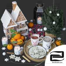 Decorative set Decor set with a gingerbread house