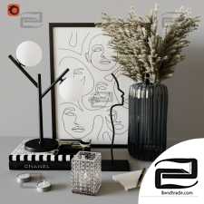 Decorative set Decor set with Ribbed Glass Vase