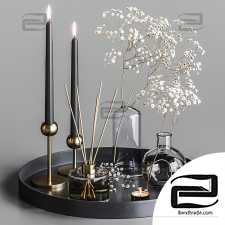 Decorative set Decor set with dry branches of gypsophila