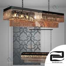 Hanging Lamp RH 1920s Odeon Smoke Glass Fringe Grey iron 125