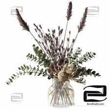 Bouquet Bouquet with eucalyptus, bankxias and tall grass in a glass vase