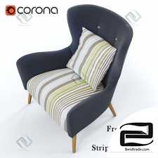 Armchair Armchair French Chic 1960s Stripes