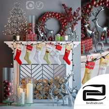 Christmas decor Artificial fireplace decorative set