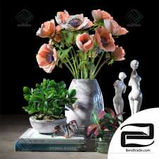 Decorative set Decor set Anemone in a marble vase