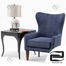 Armchair Rachael chair, Elephant Porcelain Lamp, Flirt End Table