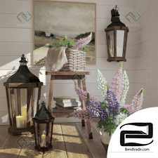 Decorative set Decor set with a bouquet of lupine