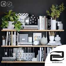 Decorative set Decor set with books, plants and decor