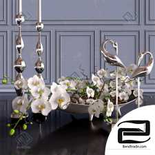 Decorative set Decor set orchid, candle, figurine