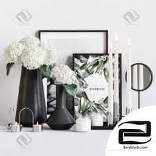 Decorative set Decor set with a bouquet of white hydrangea