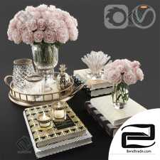 Decorative set Decor set Rose and crystal vase