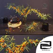 Decorative set Decor set Sea buckthorn and teapot