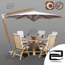 Table and chair Brafab with Garden Way umbrella