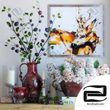 Decorative set Decor set with plum branches and hydrangea