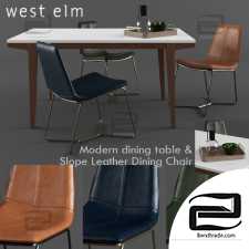 Table and chair Table and chair west elm Slope Leather Dining modern