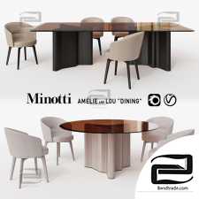 Table and chair Minotti Amelie and Lou Dining