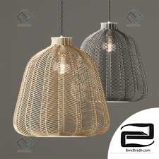 Hanging lamp Natural and Grey Chevron Rattan Hanging lamp