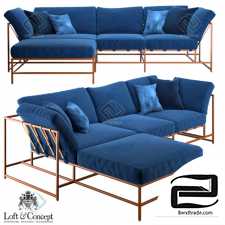 Sofa Loft concept Indigo Denim and copper Sectional