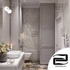 Gray marble bathroom 3d scene bathroom